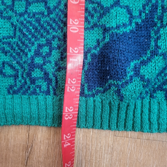 Y2K Vivanti Teal Patterned Sweater Size 6 - Picture 5 of 7
